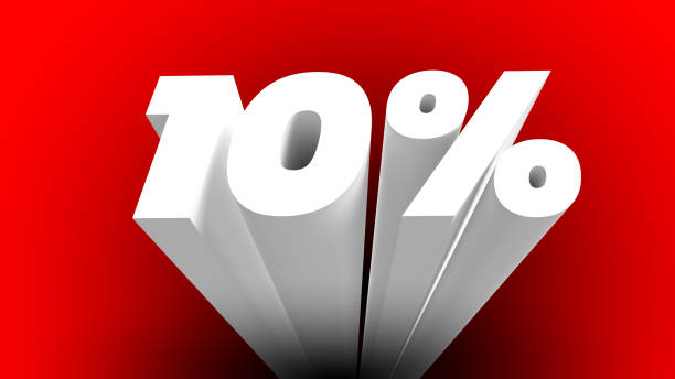 istock 10 percent sign. 3d letter. 2149618985