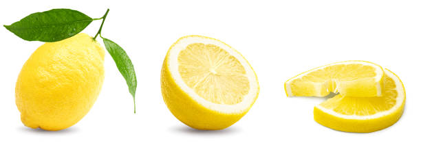istock lemon with slice and green leaves isolated on white background. clipping path 2149619212
