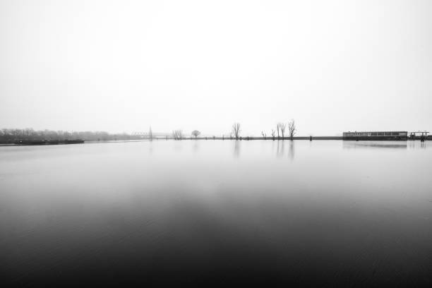 View of the Wittenberge harbor on a cloudy day.