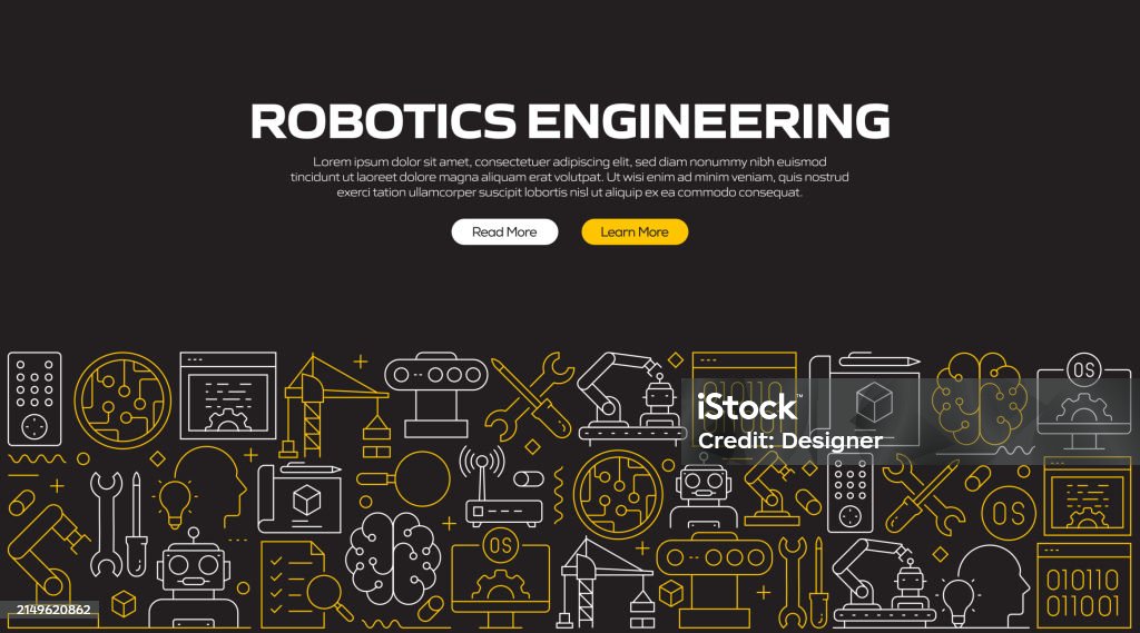Robotics Engineering Related Line Style Banner Design For Web Page ...