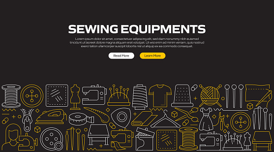 SEWING Related Line Style Banner Design for Web Page, Headline, Brochure, Annual Report and Book Cover