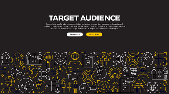 TARGET AUDIENCE Related Line Style Banner Design for Web Page, Headline, Brochure, Annual Report and Book Cover
