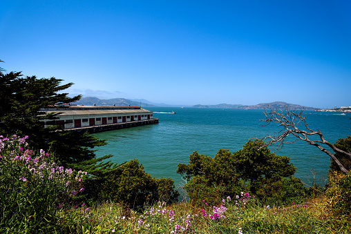 San Francisco Bay and Alcatraz Island seen from Fort Mason.