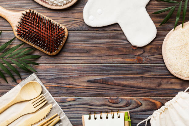istock Zero waste concept. Eco-friendly home daily accessories. top view 2149622385