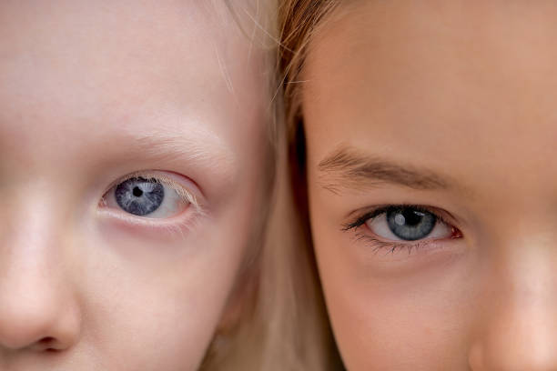 Violet eye. Concept of demonstrating color of the year 2022.