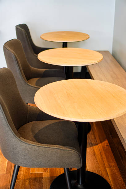 istock Vertical image of a wall-mounted coffee table set for one or two people with a beautiful design. 2149628477
