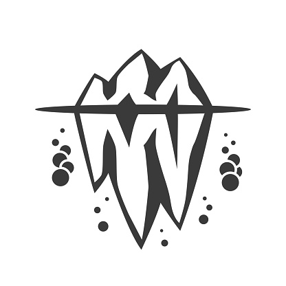 Iceberg glyph icon isolated on white background.Vector illustration