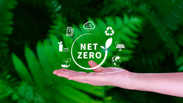 istock Net Zero and Carbon Neutral Concepts, Net zero greenhouse gas emissions target, Climate neutral long strategy, Businessman holding NetZero icon. 2149633086