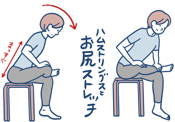 protahovací cvičení pro zvýšení pohyblivosti kyčlí - kegelovy-cviky stock ilustrace