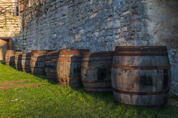 istock Old wooden barrels 2149634444