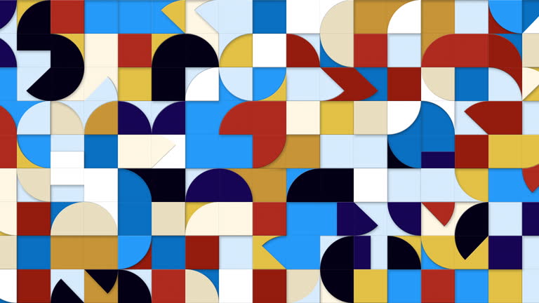 Geometric pattern loop. Modernist abstract background animation. Bauhaus style.