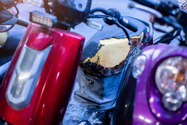 istock Selective focus to the motorcycle seat is torn and damaged from use. 2149635458