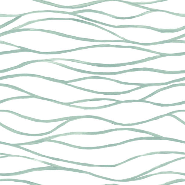 Seamless narrow lines in a shade of green pastel hand painted on white paper background - abstract simple illustration of seaweed in vector - brush strokes full of imperfections and textured effects Hand painted single horizontal wavy lines. Beautiful uneven imperfect brush strokes.
Zoom to see amazing details!
Abstract pattern imitating sea waves and seaweed.
SEAMLESS PATTERN - duplicate it horizontally to get unlimited area.
VECTOR FILE - enlarge without lost the quality.
Enjoy creating! wallpaper decor stock illustrations