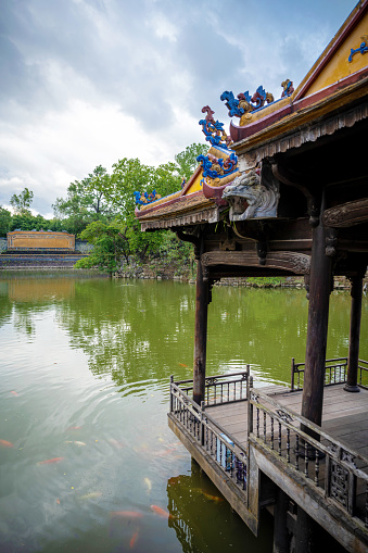 koi pond in the Emperor Tu Duc Mausoleum district in Hue, Vietnam