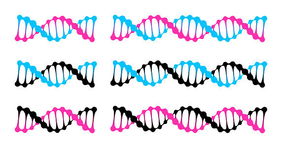 Dna vector double helix molecule. Metaball 2d flat silhouette model of gene science, dot pictogram of bio coding pattern in human cells chromosome