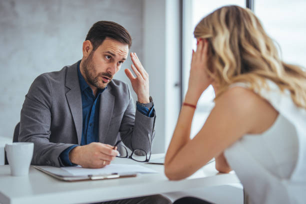istock Furious businessman shout at female employee working in shared office 2149640119