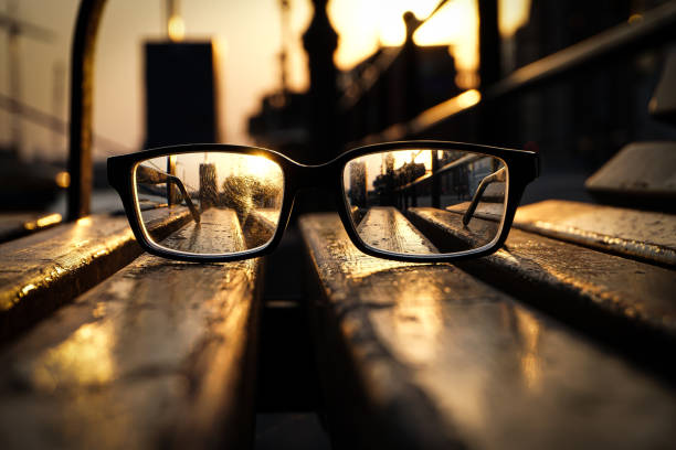 istock Close up of eyeglasses on bench 2149644284