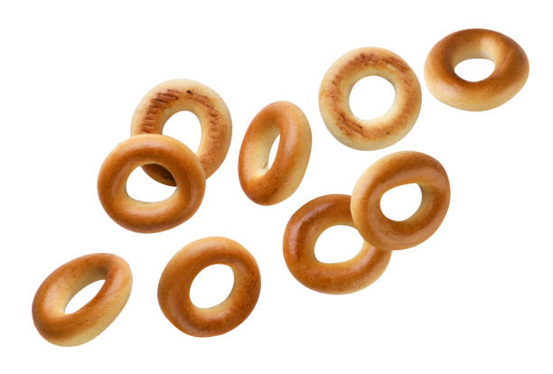 istock Drying bagels fly on a white background. Isolated 2149645711