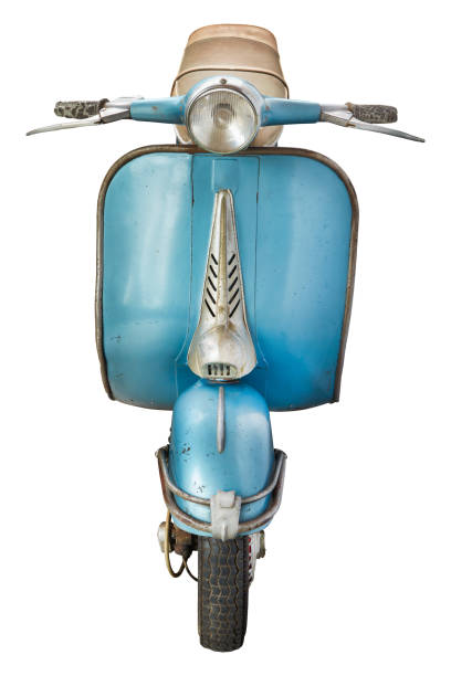 istock Front view of a vintage Italian blue scooter 2149646587