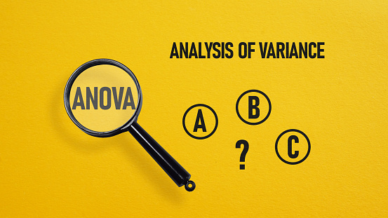 Analysis of variance ANOVA is shown using a text