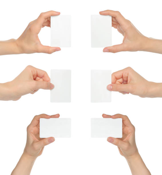 istock Set of Hands, which holding white blank card, isolated on transparent background 2149648672