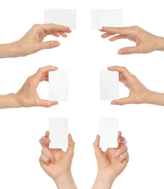 istock Set of Hands, which holding white blank card, isolated on transparent background 2149648685