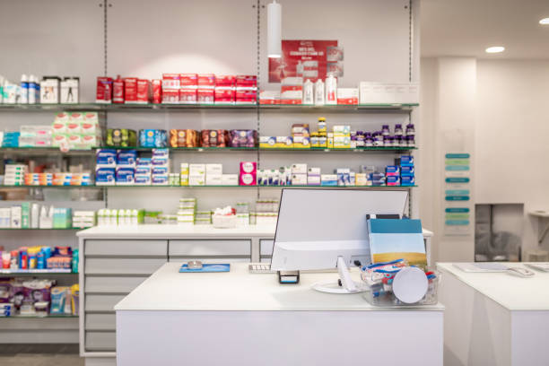 istock Shelves with medicaments in pharmacy store 2149649007