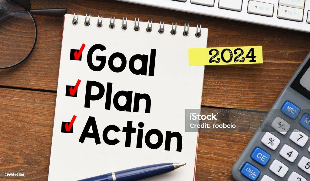 Goals Notepad Vector Goal Plan Action Text On Notepad With Office Accessoriesbusiness ...