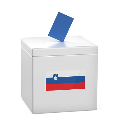 Ballot box with the national flag of Slovenia