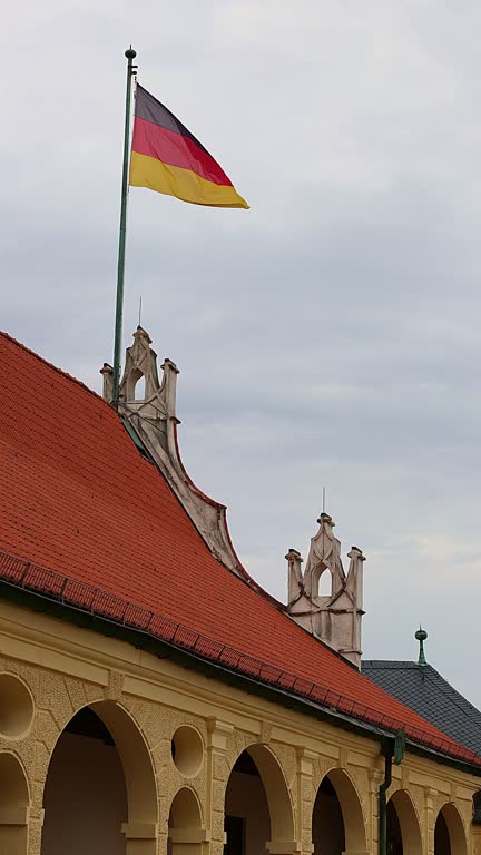 Germany flag flies on roof
