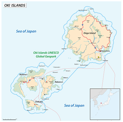 Vector map of the Japanese archipelago Oki Islands