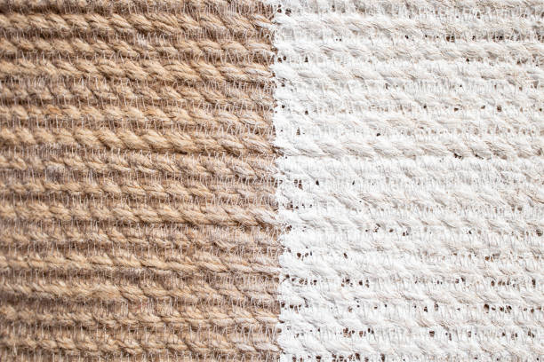 istock White acrylic paint border on jute rope basket texture, soft focus close up 2149654222