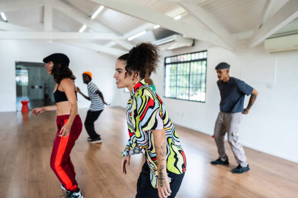 istock Young woman dancing on dance studio 2149655525