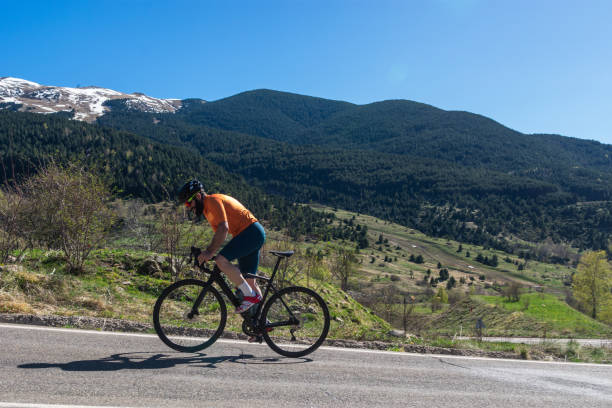 istock Man cycling on a steep road. 2149660582