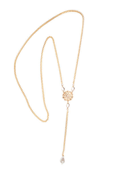 istock Gold chain long collier necklace isolated on white background 2149662656
