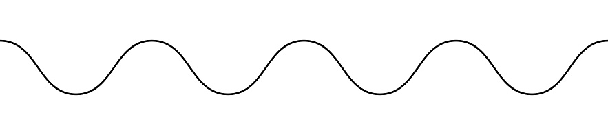 Sine wave, black and white horizontal sinusoidal line sinusoid - vector seamless repeatable