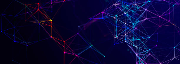 istock Abstract illustration with connected dots and lines. Digital network background. The concept of science, technology. 3D 2149662933