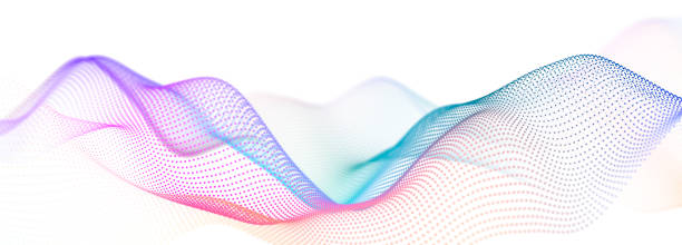 istock Colorful wave of streaming particles on a white background. Abstract background with dynamic elements of waves. 3d 2149662953