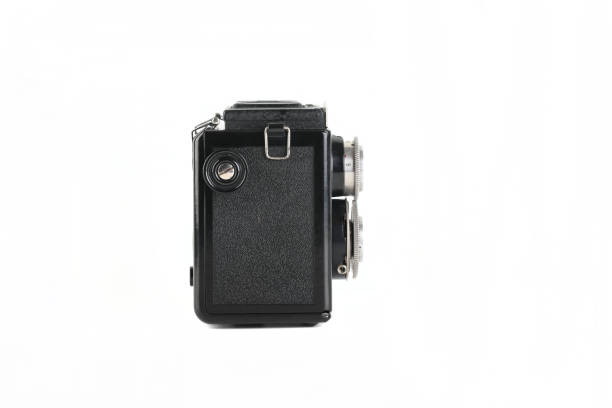istock Vintage medium format film TLR camera, on white background. Film TLR camera. 2149665977