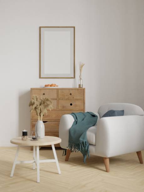 istock Mockup frame, poster empty in home design, farmhouse modern interior design element mockup, 3d rendering. 2149666346