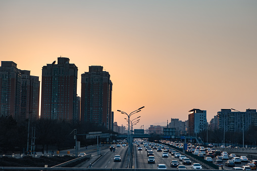 Traffic congestion in Beijing in the evening