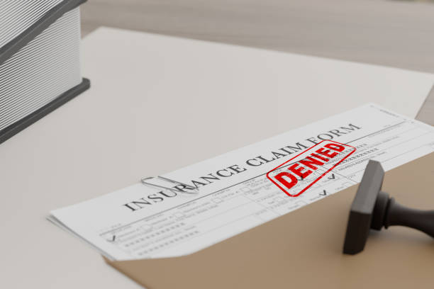 istock Document with denied stamp  put on the  wooden table 2149670104