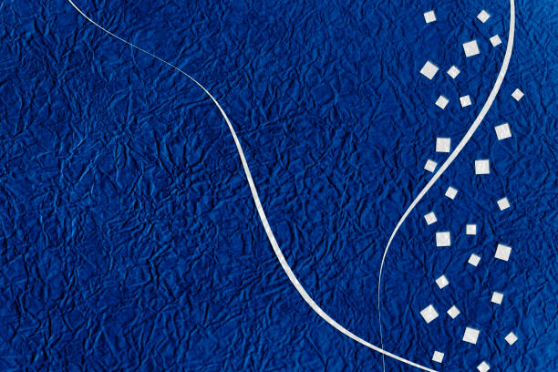 Japanese paper papercutting style design. /deep blue and silver