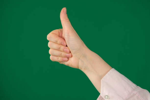 expression of emotions with hands unrecognizable people hands palms fingers close-up on a green background chromakey feelings. Thumb of man hand. Isolated