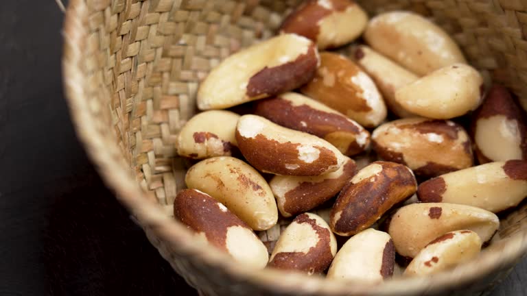Brazil nuts are a natural source of the nutrient selenium. Organic healthy food