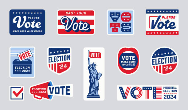 Vote presidential election badges, signs and banners.