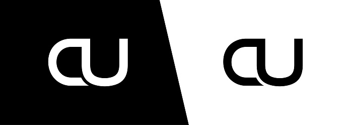 CU, UC modern logo design with white and black color that can be used for business company.