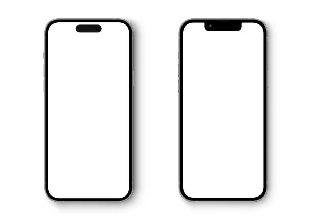 illustrations, cliparts, dessins animés et icônes de realistic models smartphone with transparent screens. smartphone mockup collection. device front view. 3d mobile phone with shadow on transparent background. - numéro 14