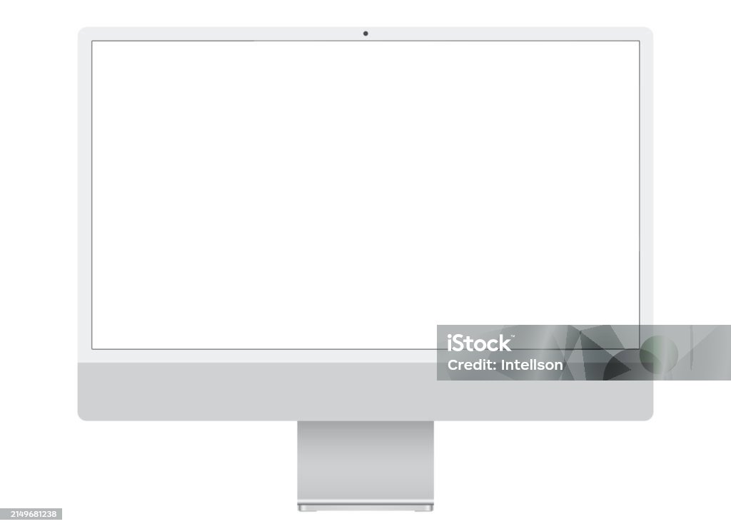 Empty Screen Vector Realistic Computer Monitor Display With Empty Screen White Background ...