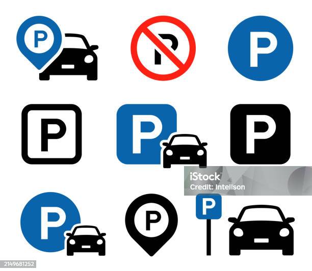 주차장 아이콘 세트입니다 공용 주차장 및 주차 위치 기호입니다 No Car Parking Sign 스톡 벡터 거리에 대한 스톡 ...